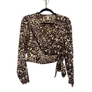 Joie Brown and Cream Patterned Blouse